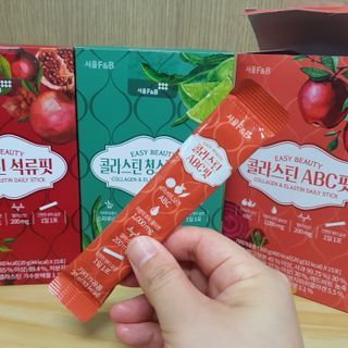 서울에프엔비 콜라스틴 3종 뷰티젤리스틱 45입 [ABC핏 15입 /  석류핏 15입 / 청스피루리나 15입] — 4점을 준 리뷰어가 2021년 7월 올린 사용 사진