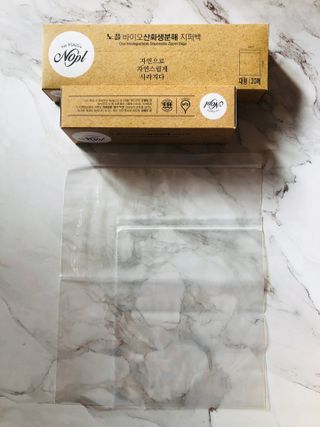 노플(NOPL) 노플 친환경 바이오 산화 생분해  항균 일회용 위생 비닐장갑 100매 + 지퍼백 소형, 대형 — 5점을 준 리뷰어가 2021년 9월 올린 사용 사진