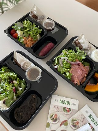 참살이도시락 작심삼일 샐러드도시락 3개 맛보기 새벽배송 또는 택배배송 — 5점을 준 리뷰어가 2021년 8월 올린 사용 사진
