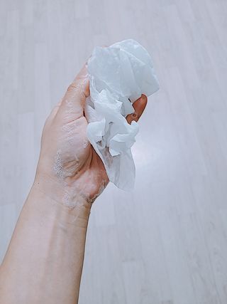 부직포나라 중금속유해물질ZERO 뜯어쓰는 주방 일회용수세미 60매 2매 — 3점을 준 리뷰어가 2022년 11월 올린 사용 사진