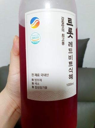 트롯전통식혜 트롯레드비트식혜 1리터 +500리터 — 4.5점을 준 리뷰어가 2021년 6월 올린 사용 사진