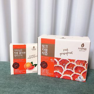 자연에온 핑크 자몽 착즙 100mL 10개입 1BOX +가 득담은 자몽 콜라겐 젤리스틱 1BOX — 5점을 준 리뷰어가 2021년 6월 올린 사용 사진