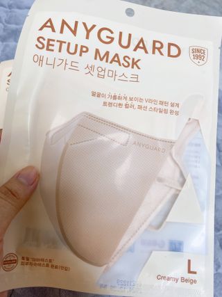 애니가드 셋업마스크 4컬러 각 10매입 [크리미베이지, 캐시미어로즈, 초콜렛브라운, 미드나잇네이비] — 4점을 준 리뷰어가 2022년 2월 올린 사용 사진