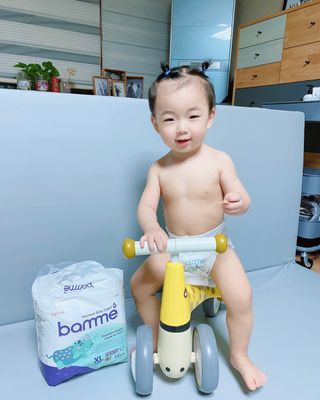 오브맘 밤 프리미엄 아기 기저귀 팬티형 밴드형 — 4점을 준 리뷰어가 2021년 1월 올린 사용 사진