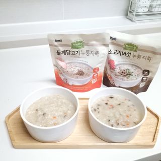 상하키친 소고기버섯 누룽지죽 / 들깨닭고기 누룽지죽 — 5점을 준 리뷰어가 2021년 10월 올린 사용 사진