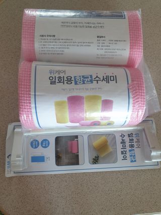 위케어 일회용 향균 수세미 50매 2롤 세트 총 100매 Pink — 4점을 준 리뷰어가 2021년 2월 올린 사용 사진