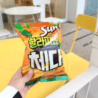 강렬한 태양의 맛 썬의 신제품, 썬 할라피뇨체다 — 5점을 준 리뷰어가 2022년 6월 올린 사용 사진