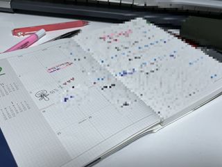 리훈 2023년 아이라이크 모눈 다이어리 미니달력 세트 — 5점을 준 리뷰어가 2022년 12월 올린 사용 사진