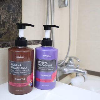 쿤달 [KUNDAL 공식] 프리미엄 헤어 케어 스페셜 세트 샴푸 500ml &amp; 트리트먼트 500ml — 5점을 준 리뷰어가 2021년 3월 올린 사용 사진