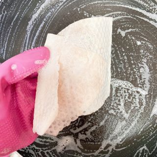 부직포나라 중금속유해물질ZERO 뜯어쓰는 주방 일회용수세미 60매 2매 — 5점을 준 리뷰어가 2022년 9월 올린 사용 사진
