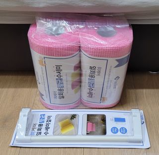 위케어 일회용 향균 수세미 50매 2롤 세트 총 100매 Pink — 4점을 준 리뷰어가 2021년 2월 올린 사용 사진