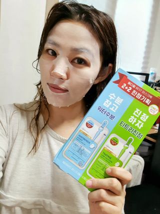메디힐 올리브영 1등 마스크팩 워터마이드팩 2매 + 티트리팩 2매 기획세트 — 5점을 준 리뷰어가 2021년 3월 올린 사용 사진