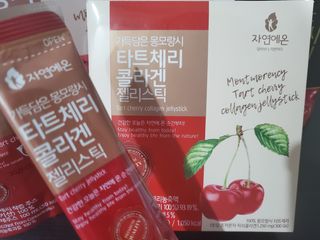 자연에온 몽모랑시 타트체리 3종 세트 구성 - 저분자콜라겐젤리, NFC 착즙주스 — 3.5점을 준 리뷰어가 2021년 7월 올린 사용 사진