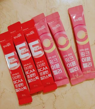 인디닥터 면역 생생 핑크 이뮨 젤리 + 타이탄 BCAA 프로틴 젤리스틱 — 5점을 준 리뷰어가 2022년 5월 올린 사용 사진