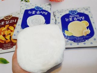 딜라이트 프로젝트  달콤한 눈꽃 간식세트( 눈꽃 솜사탕 / 레몬라임 솜사탕 / 달고나 총 7EA+스마트톡 증정) — 5점을 준 리뷰어가 2022년 5월 올린 사용 사진