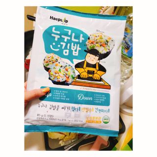 해풀잎 누구나 김밥*1ea [(혼합야채 35g *1ea,  김밥김 (5g, 5ea),  양념간장 (6g, 5ea), 참기름(5g, 2ea)] — 5점을 준 리뷰어가 2022년 8월 올린 사용 사진