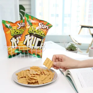 강렬한 태양의 맛 썬의 신제품, 썬 할라피뇨체다 — 5점을 준 리뷰어가 2022년 6월 올린 사용 사진