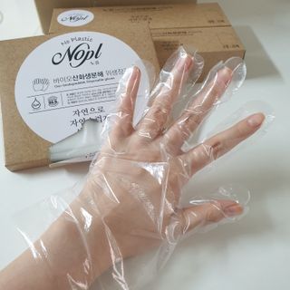 노플(NOPL) 노플 친환경 바이오 산화 생분해  항균 일회용 위생 비닐장갑 100매 + 지퍼백 소형, 대형 — 5점을 준 리뷰어가 2021년 10월 올린 사용 사진