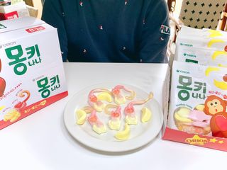 폭신 쫄깃 식감 로맨스, 몽키나나 젤리 8봉지 — 5점을 준 리뷰어가 2021년 3월 올린 사용 사진