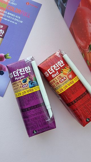 [롯데칠성] 야채듬뿍 더'진한 [롯데칠성] 야채는 이제 COLORFULL! 야채듬뿍  더 진한 레드 4개 +퍼플 4개 (총 8개) — 5점을 준 리뷰어가 2023년 6월 올린 사용 사진