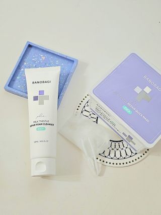 바노바기 코스메틱 바노바기 밀크씨슬 리페어 시카 폼 클렌저 플러스 120ml + 퀵 마스크 플러스 30매 — 4점을 준 리뷰어가 2023년 8월 올린 사용 사진