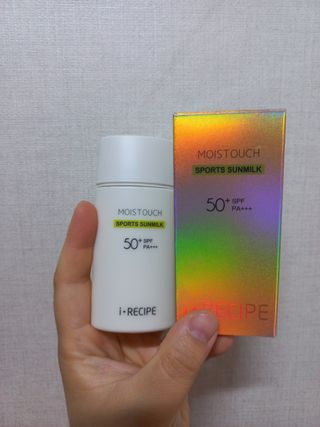 아이레시피 모이스트터치 스포츠 선밀크 50ml (SPF50+ PA+++) — 5점을 준 리뷰어가 2023년 6월 올린 사용 사진