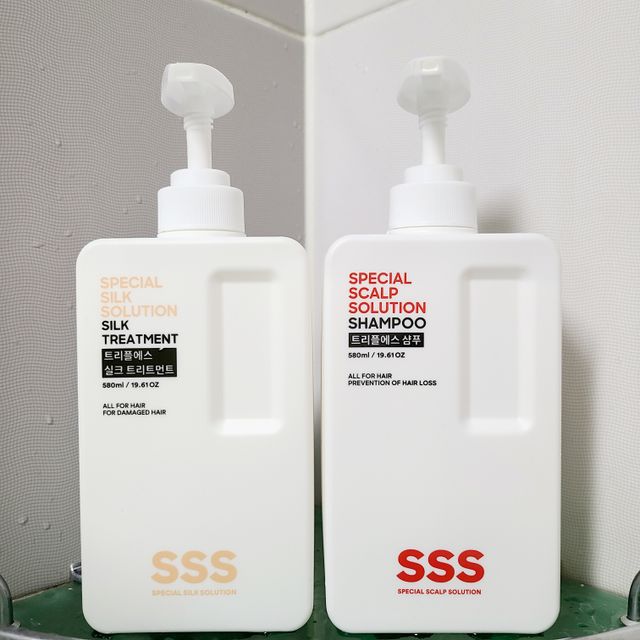 트리플에스 탈모 샴푸 580ml + 실크 트리트먼트 580ml 리뷰 사진