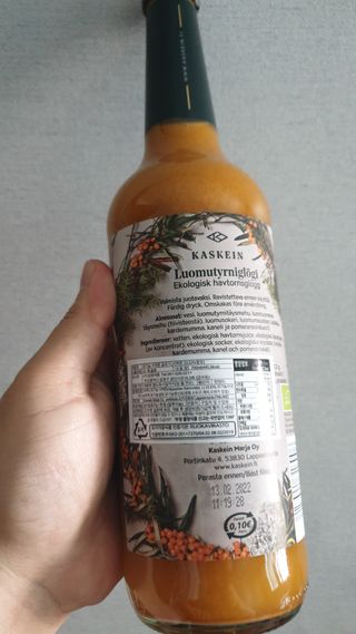 H365 [Kaskein Luomutyrniglögi] 핀란드 전통 무알콜 멀드와인 시벅톤 글로기 — 4점을 준 리뷰어가 2021년 5월 올린 사용 사진