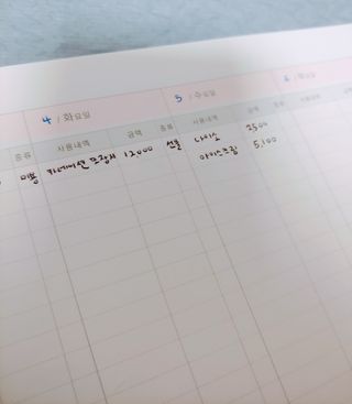 리훈 오늘쓰임 가계부 1년용 — 5점을 준 리뷰어가 2021년 5월 올린 사용 사진