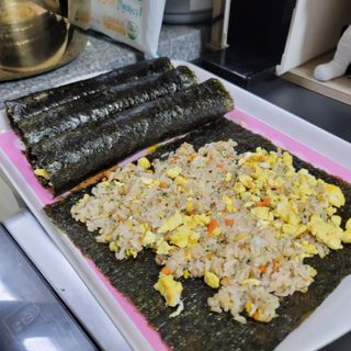 해풀잎 누구나 김밥*1ea [(혼합야채 35g *1ea,  김밥김 (5g, 5ea),  양념간장 (6g, 5ea), 참기름(5g, 2ea)] — 5점을 준 리뷰어가 2022년 7월 올린 사용 사진