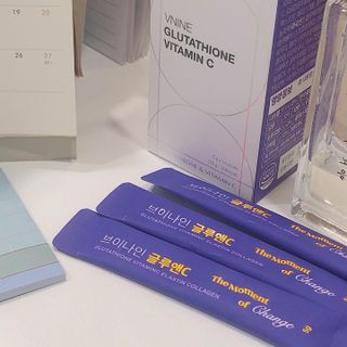 브이나인 글루타치온 비타민C 콜라겐 세라마이드 14포 1BOX — 4.5점을 준 리뷰어가 2022년 8월 올린 사용 사진
