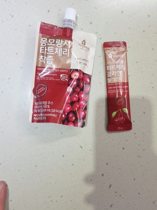 자연에온 몽모랑시 타트체리 3종 세트 구성 - 저분자콜라겐젤리, NFC 착즙주스 — 5점을 준 리뷰어가 2021년 7월 올린 사용 사진