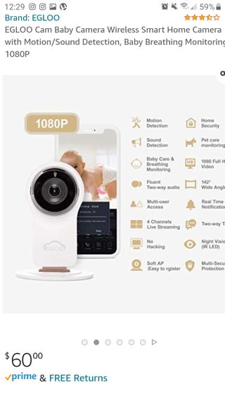 온습도 모니터와 스마트 리모컨이 탑재된 EGLOO cam S4 1080P Wi-Fi 스마트 카메라 — 4점을 준 리뷰어가 2021년 6월 올린 사용 사진