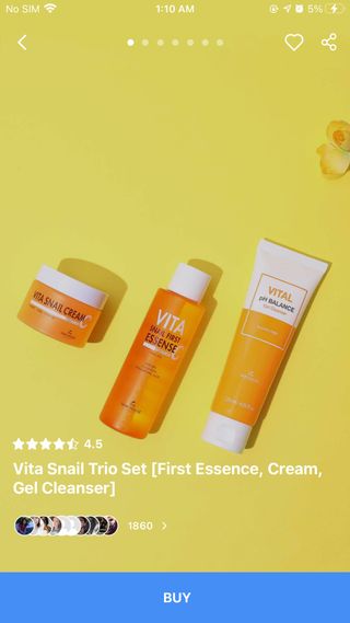 Vita Snail Trio Set [First Essence, Cream, Gel Cleanser] — 5점을 준 리뷰어가 2021년 9월 올린 사용 사진