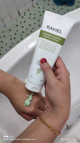 (MY) 라비엘 쑥 그린머드 팩투폼 페이스 클렌저, 4.1fl oz(120ml), 2-in-1 멀티 클렌저 — 4.5점을 준 리뷰어가 2023년 3월 올린 사용 사진