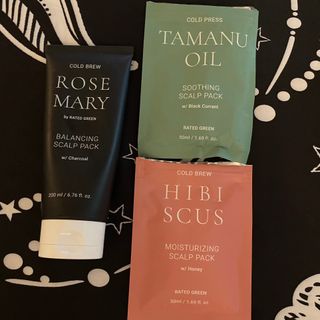 로즈마리 밸런싱 두피팩, 히비스커스 보습 두피팩, 타마누 오일 수딩 두피팩 3종 세트 — 5점을 준 리뷰어가 2022년 4월 올린 사용 사진