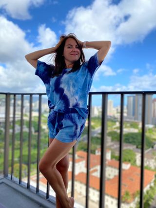 noflik Tie Dye Short Set-여성용 타이 다이 라운지 세트 — 4점을 준 리뷰어가 2021년 8월 올린 사용 사진
