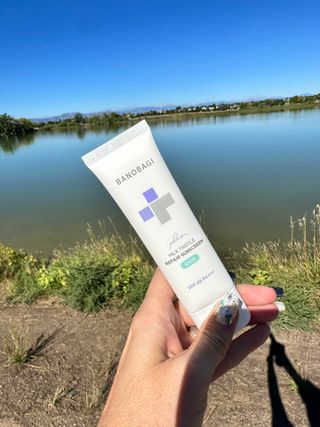 바노바기 코스메틱 바노바기 밀크씨슬 리페어 시카 선스크린 플러스 50ml — 5점을 준 리뷰어가 2023년 9월 올린 사용 사진