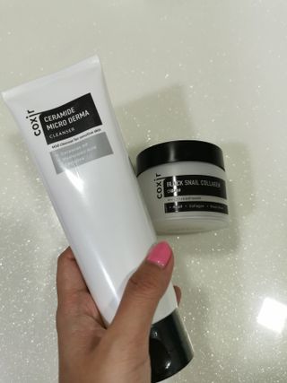 COXIR 블랙 스네일 콜라겐 크림 50ml &amp; 세라마이드 마이크로 더마 클렌저 120ml — 4점을 준 리뷰어가 2021년 8월 올린 사용 사진