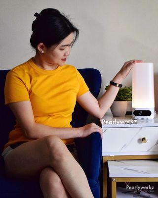 스마트조명소화기 블럭(VLCOK) 스마트조명소화기 블럭VLOCK 디지털시계 조명수유등/무드등화재감지 및 알람 투척식소화기 탑재 — 4점을 준 리뷰어가 2022년 2월 올린 사용 사진