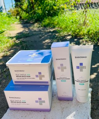 바노바기 코스메틱 바노바기 밀크씨슬 리페어 시카 폼 클렌저 플러스 120ml + 퀵 마스크 플러스 30매 — 4.5점을 준 리뷰어가 2023년 8월 올린 사용 사진