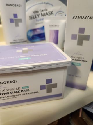 바노바기 코스메틱 바노바기 밀크씨슬 리페어 시카 폼 클렌저 플러스 120ml + 퀵 마스크 플러스 30매 — 5점을 준 리뷰어가 2023년 8월 올린 사용 사진