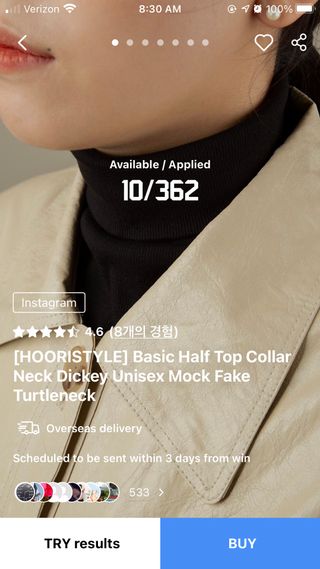 /[HOORISTYLE] 베이직 하프 탑 칼라 넥 디키 남여공용 모의 페이크 터틀넥 — 리뷰어가 2021년 12월 올린 사용 사진