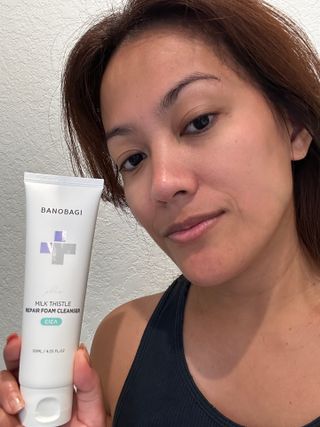 바노바기 코스메틱 바노바기 밀크씨슬 리페어 시카 폼 클렌저 플러스 120ml + 선스크린 플러스 50ml — 4.5점을 준 리뷰어가 2023년 8월 올린 사용 사진
