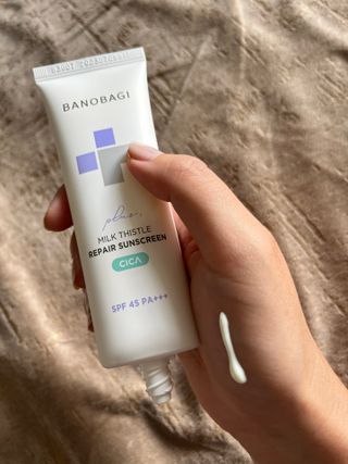 바노바기 코스메틱 바노바기 밀크씨슬 리페어 시카 선스크린 플러스 50ml — 3점을 준 리뷰어가 2023년 9월 올린 사용 사진