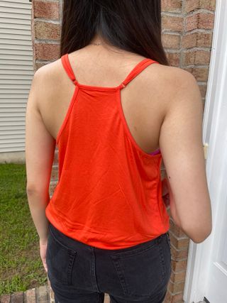 noflik 민소매 스트랩 블라우스-Dressy Tops Summer Spaghetti Strap Tank Tops — 5점을 준 리뷰어가 2021년 7월 올린 사용 사진