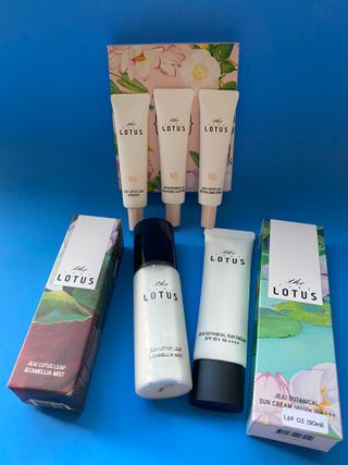 더 퓨어 로터스 제주 식물 선크림 / 제주 연잎 &amp; 동백 미스트 / 순수한 연꽃 어메니티 세트 — 5점을 준 리뷰어가 2022년 7월 올린 사용 사진