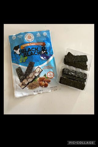 UNCLE NICK 한국 슈퍼 스낵 블랙 &amp; 블랙 김 스낵 — 3.5점을 준 리뷰어가 2021년 11월 올린 사용 사진