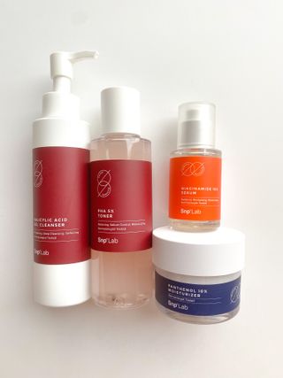 SNP LAB 살리실산 클렌저 + PHA 5 토너 + 나이아신아마이드 10 세럼 + 판테놀 10 모이스처라이저 — 5점을 준 리뷰어가 2021년 10월 올린 사용 사진