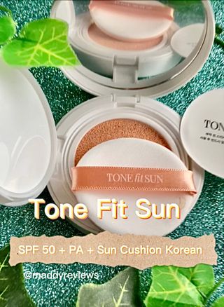 TONEfitSUN 쿠션 12g 비건 톤업 선쿠션 한국산 SPF 50+/ PA++++ — 5점을 준 리뷰어가 2023년 2월 올린 사용 사진